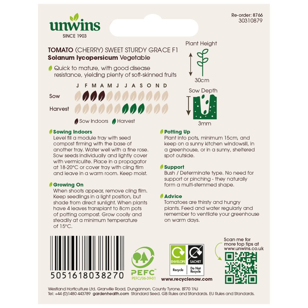 Unwins Tomato Sweet Sturdy Grace Seeds 5051618038270 2